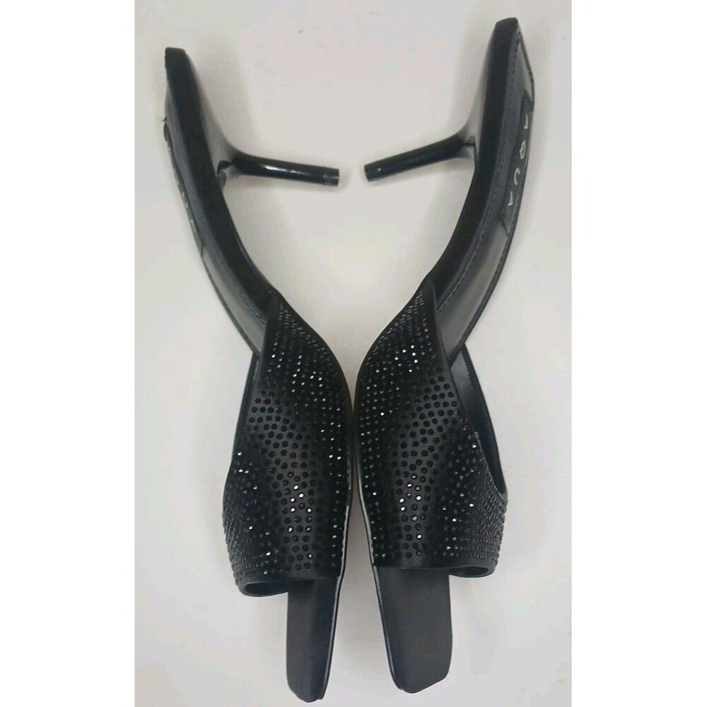 AQUA Women's Sz 7.5 Embellished Stiletto Mules Onyx Black Slip-on Sparkle NIB - Picture 5 of 16